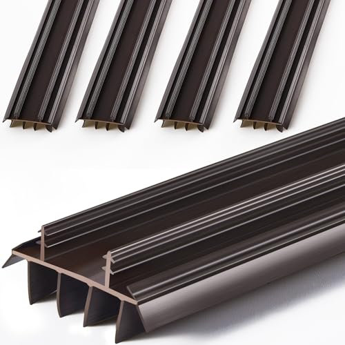 Pushglossy Lot de 4 bas de porte de rechange avec ailettes en vinyle - 91,4 cm de long et 4,4 cm de large - Joint d'étanchéité pour bas de porte - Marron