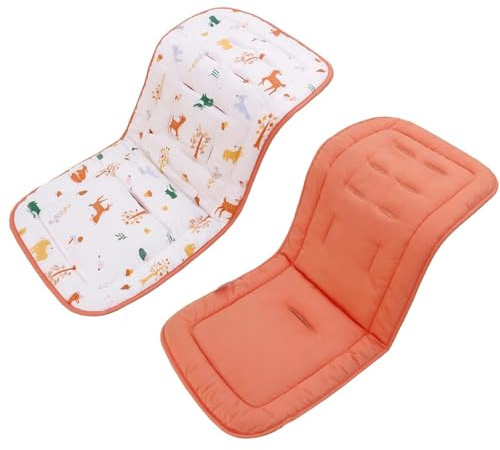 ZiaWorld Reversible Baby Pushchair Seat Liners, Pram Liner, Travel Cot Mattress for Pushchair, Universal Stroller Liner Breathable Soft Pad Cotton Foldable Baby Cushion Mattress (Orange Forest)