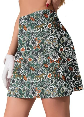 Timuspo Rock Damen Sommer Tennisröcke mit Hose Drunter Hohe Taille Activewear Skort Sportrock Golfrock mit 4 Taschen