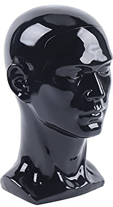 Xigner Männlich Modellkopf PVC 50CM Schaufensterpuppenkopf Schaufensterpuppe, für Perücken, Hüte, Turbane, Nackenschals und Haarbänder (Schwarz)