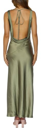 KOUNAI - Robe de cérémonie longue en satin dos nu pour femme, invitée de