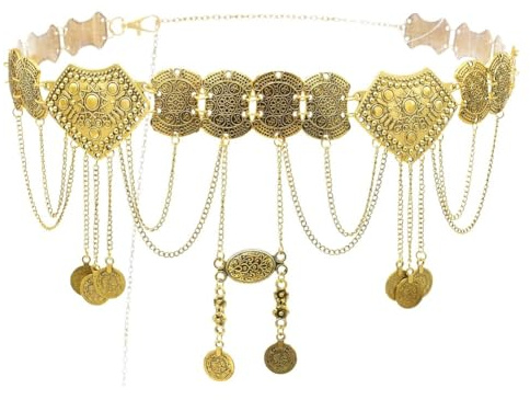 LICHENGTAI Quastenkette Münzgürtel Damen Fransen Kettengürtel Multilayer Körper Bauch Kette Metall Gold Silber Taille Kette Gürtel Bauchtanz Zubehör Körperschmuck Für Frauen Und Mädchen