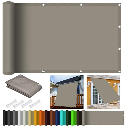 Vela Ombreggiante 3.4 x 4.8 m Impermeabile, Rettangolare Rettangolare Tenda a Vela con Occhielli e Fune per Arredo Esterno Giardino, Tortora