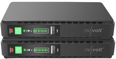 revolt USB c USV: Mini-UPS f. unterbrechungsfr. Stromvers., 8.800 mAh, USB/DC, 2er-Set (USV mit iintegrierter Powerbank, DC, Notstrom)