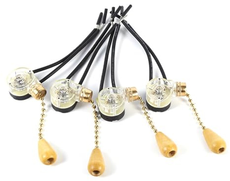 Sunicon 4 Uds. Lámpara Universal para ventilador de techo para el hogar, lámpara de pared de repuesto, interruptor de cable de cadena de tracción, 250V, 125V