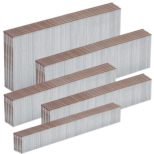 SITLDY Verzinkte Nägel, 18 Gauge, braun, T-Kopf, 5 Größen, 5000 Stück (1,6 cm + 1,9 cm + 2,5 cm + 3,8 cm + 5,1 cm), 1000 Stück pro Größe, verschiedene Größen, Projektpackung, für pneumatische