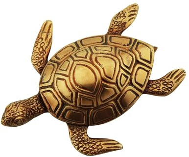 NKlaus Schildkröten-Briefbeschwerer aus antikem Messing, 14,5x11x3,5cm – Nautische Bürodekor 15946