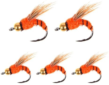 Fravsiu Köder zum Fliegenfischen, Sortiment von Ködern zum Fliegenfischen, Sortiment für Fliegenfischen, 5 Nymphen für Trockenfliegen/Nassfliegen, Kunstköder für alle