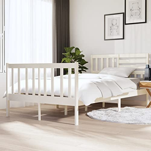 Iiaky Massivholzbett Bettgestell Bed Frame Bett Mit Bettkasten Hausbett Bett Massivholz Weiß 120x190 cm - 3101124