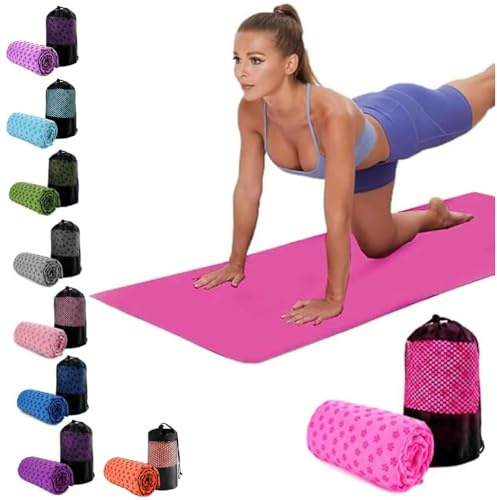 Oaygat Yoga Mat Towel Sweat Absorbent Yoga Blanket 24 x72 Quick-drying Hot Yoga Mat Cloth Yoga Mat Towel Non-slip Yoga Blanket with Mesh Carrying Bag for Bikram, Pilates, Gym Workout
