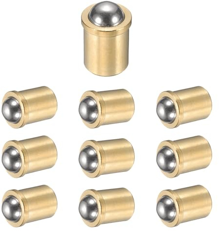 sourcing map 10Pcs 304 Stainless Steel Ball Plunger, 8mm Dia. Ball Catch Latch Smooth Push Fit Spring Plunger Precision Positioning End Force 70N for Mechanical Devices, Furniture (10x16mm)