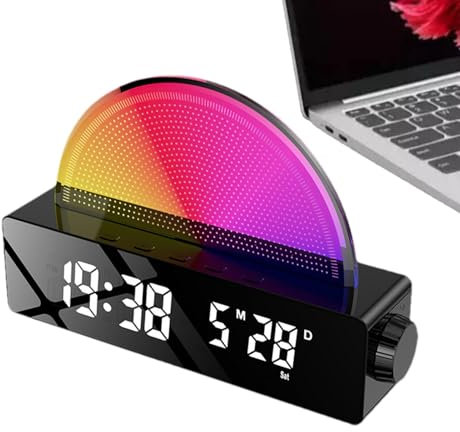 Dottduya Kinderwecker Sonnenaufgang,Wach-Up-Licht-Sonnenaufgangswecker - Lautsprecher-Wecklicht-Wecker,Intelligenter Wecker, Wecker für Schlafzimmer, mehrfarbiges Display für schwere Schläfer,