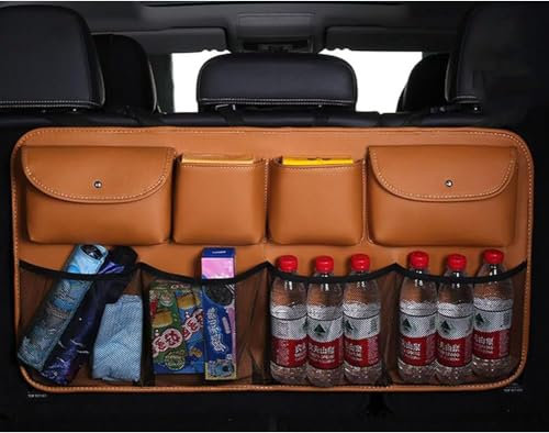 SRTMIRJJ Auto Kofferraum Organizer Hängen für OPEL Corsa F 2019-2024, Multifunktionale Wasserdicht Kofferraumtasche Auto Faltbar Autotasche,Net Bag-Orange