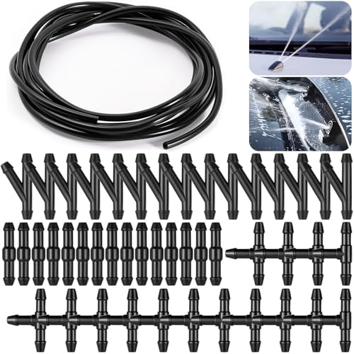MirraSwit 5M Scheibenwaschanlage Schlauch, Wischwasserschlauch Reparaturset | Automotive Schlauch, mit 45 Stücke Schlauchverbinder für Universal Wischwasserschlauch Spritzwasserschlauch