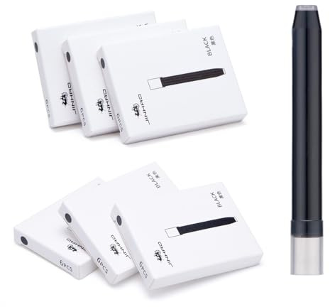 Jinhao 10 Fountain Pen Ink Cartridges Black Color, Set of 36 Ink Cartridge Refill, 5.5mm Bore Diameter, Compatible with Majohn A1 A2