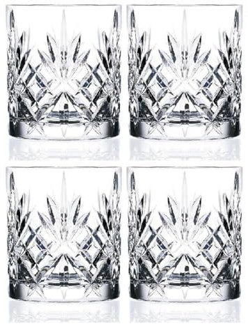 Pasabahce Timeless Lot de 4 verres à whisky classiques de 205 ml en verre pressé de qualité supérieure à facettes Passe au lave-vaisselle Design d'inspiration vintage Transparent