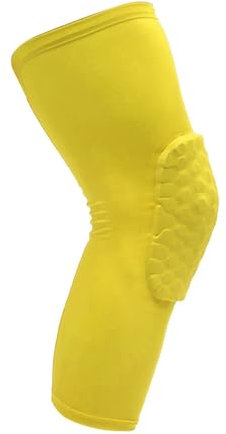 GCYEIDMA Knee Supports for Men 1PC Sports Safety Knee Pad Anti-collision Ventilation Volleyball Basketball Kneepad Compression Socks Knee Honeycomb Wraps Brace(Yellow-long,M)