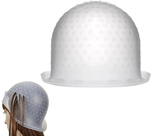 2 Stück Silikon Strähnchenhaube, Wiederverwendbar Highlight Kappe Stränchen mit Metall Haken Haare Färben Hervorhebung Friseurkappe DIY Färbung für Salon Haus (1PCS)