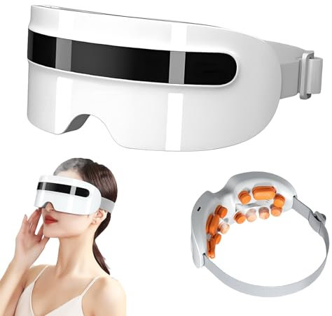 Augenmassagegerät, 2000 mAh Wiederaufladbar Eye Massager mit 3 Stufen einstellbare Nano-Dampfzerstäubungsfunktion, 3 in 1 Massage-Augenmaske mit 5 Massagemodi und Heißkompressenfunktion für Müde Augen