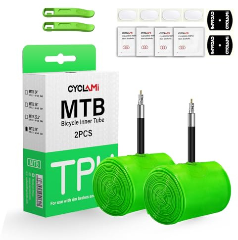 CYCLAMI Camara Bicicleta MTB, 1/2PCS Camara Bicicleta Ultraligera 63g de TPU para Bicicleta MTB Bicicleta 26/27.5 29 X 1.9-2.5, Válvula Francesa de 45 mm para Bicicleta de Montaña (2 PCS-MTB29'')
