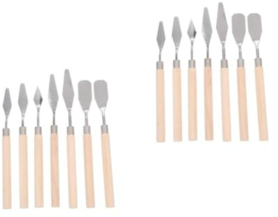 DOITOOL 2 Set Spatole Professionali Per Pittura Con Legno Strumenti Per Hobbisti Raschietti Acciaio Inossidabile Per Ceramica Decorazione E Pittura 7 Pezzi * 2