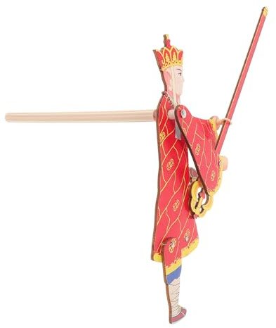 Marioneta de Sombras de Madera Roja, Juguete Tradicional Chino | Tema de Cuento Folclórico, Uso en Interacción Familiar y Guarderías, para Niños y Padres