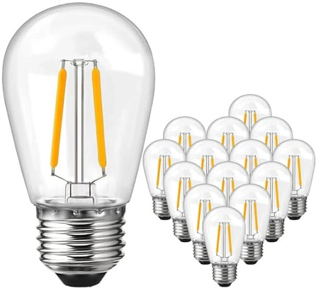 15PCS E27 2W S14 LED Edison Bulbs for Outdoor String Lights, Party & Festival Lighting