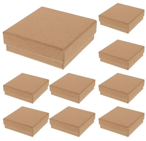 MOBUTOFU 10 Pezzi Scatole Regalo per Gioielli in Carta Kraft Marrone Vintage Spugna, Facili da Usare e Protettive per Anelli e Orecchini, Perfette per Decorazione e Anniversari