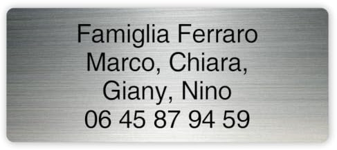 Mygoodprice - Targhetta per cassetta delle lettere personalizzata autoadesiva con nome inciso, 1 a 5 righe, formato 12 x 5 cm - Alluminio spazzolato