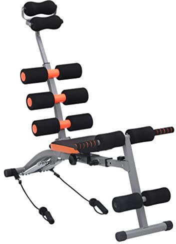 Runheo Magträning L-form med elastiska band, stålträningsbänk 103 x 55 x 94 cm, justerbar och multifunktionell, perfekt för styrketräning och muskeluppbyggnad hemma