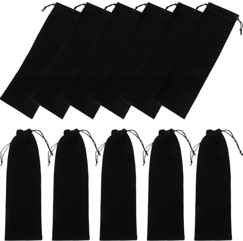 Cutlery Bags Drawstring Velvet Black Straw for 12pcs and Watch