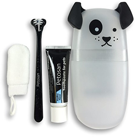 Petosan Dental Kit für Spielzeug Hunde und Welpen - Tierarztzugelassene Zahnbürste, Zahnpasta, Fingerbürstenset - Kleine Rassen, Welpen Mundpflege