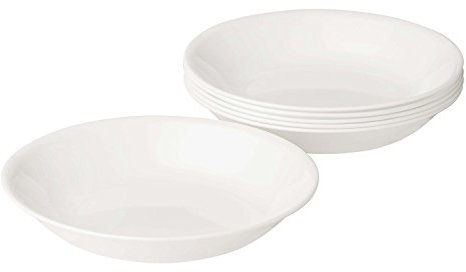 Corelle 3140 Vitrelle Glass Winter Frost Pasta Bowl, White, 20 oz, Pack of 6
