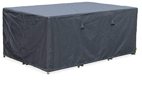 sweeek Alice's Garden - Housse de Protection 172x112cm Gris foncé - Bâche rectangulaire en Polyester Enduit PA pour Tables de Jardin Firenze 6. Vasto 10. Vabo 10 et Cubo 10