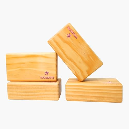 Massiver Yoga-Block 4er Set, Pune Yogikuti Massivholz Yoga Block, Yoga Zubehör, Yoga Requisite, Holz Yoga Block, Iyengar Yoga Block