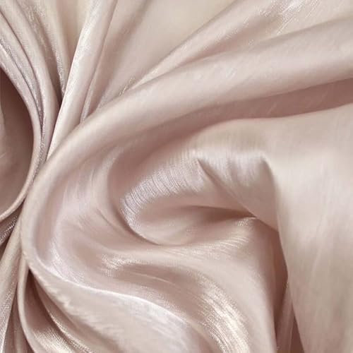 38 Colours - Soft Glazed Shimmer Sheer Woven Polyester Satin Organza Feel Fabric (1 Metre, Dusty Rose 7982)