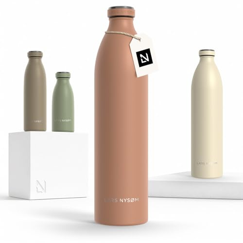 LARS NYSØM Edelstahl Trinkflasche 350ml, 500ml, 750ml, 1L, 1 5 liter | Thermosflasche Kohlensäure geeignet | Auslaufsichere Wasserflasche für Sport, Outdoor (Blush Rose, XL 1500ml)