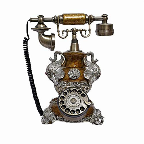 TAISK Landline Phone for Home Bronze Retro Antique Style Desk Telephone Phone Home Office Telephone Set,Rotary Dial Button Landline Phones Creative Retro Telephones