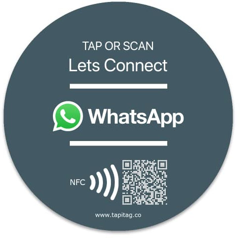 TAPiTAG Verbinden Sie sich mit uns auf WhatsApp-PVC-Tag NFC & QR-Code, 70 mm