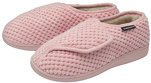 Dunlop Ladies Rip Tape Fastening Slippers - Pink - UK 8