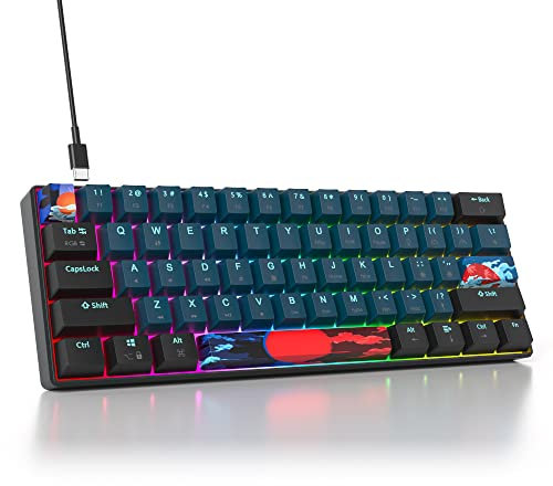 SOLIDEE mechanische gaming tastatur 60 prozent,61 Tasten kompakte mechanische tastatur RGB Hintergrundbeleuchtung,60 prozent tastatur mechanisch QWERTY,Roter Schalter für Win/Mac PC Laptop(61 Monstor)