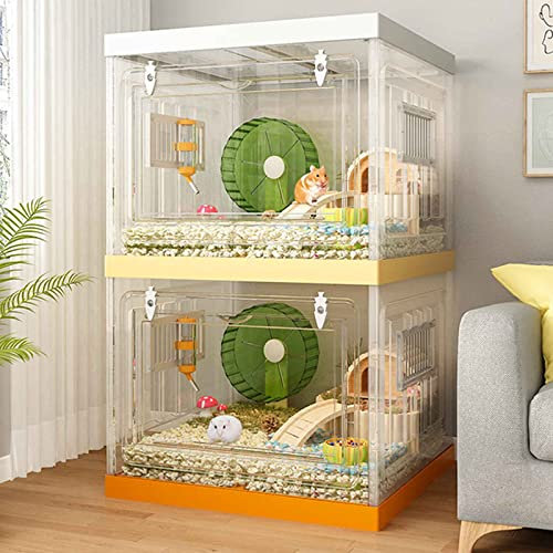 NEZIH Hamsterhäuser, Hamsterkäfig Großes Glas, Sehr Transparent Wie Material Türpanel Pp Material/B-Double-Layer 6-Piece Set