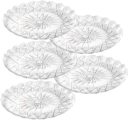SOLEPLASTIC Vassoi Per Dolci Rotondi Vassoi Per Torte Plastica Trasparente Riutilizzabili Vassoi Per Pasticceria Forma Stella (5, d215 MM)