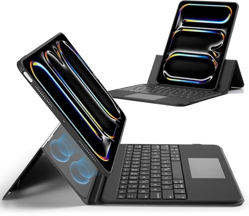 ESR für iPad Pro 13 Zoll (M5/M4, 2025/2024), Tastatur Hülle mit Trackpad | magnetisch abnehmbare Tastatur mit hintergrundbeleuchteten Tasten, DEU QWERTZ, Ständer im Querformat, Schwarz