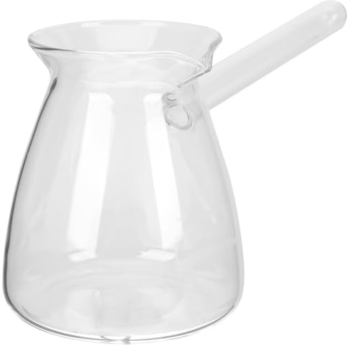 Alipis Turkish Glass Coffee Pot, 450 ml, Butter Warming Pot, Coffee Pot with Side Handle, Milk Warmer, Glass Cooking Pot, Chocolate Maker, Butter Melting Pot for Kitchen Home