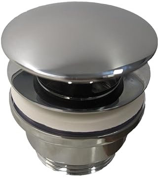 Válvula click clack apta para Lavabo y Bidé, Desagüe Lavabo, Cromo, Fácil Instalación, Pop Up, Valvula para Desagüe, Tapón Lavabo, Universal (Cromo)