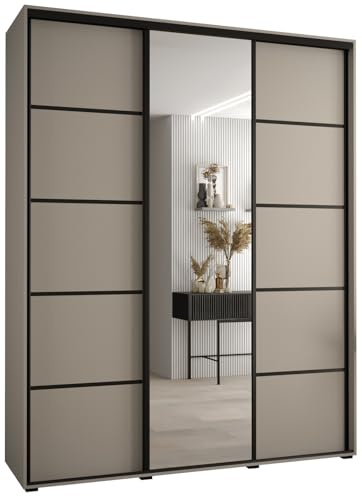 ABIKSMEBLE Armoire Dakota 5 Avec Porte Coulissante Miroir - Dressing Chambre Adulte - Penderie Vêtement - Garde Robe - Placard 2 Portes - Closet