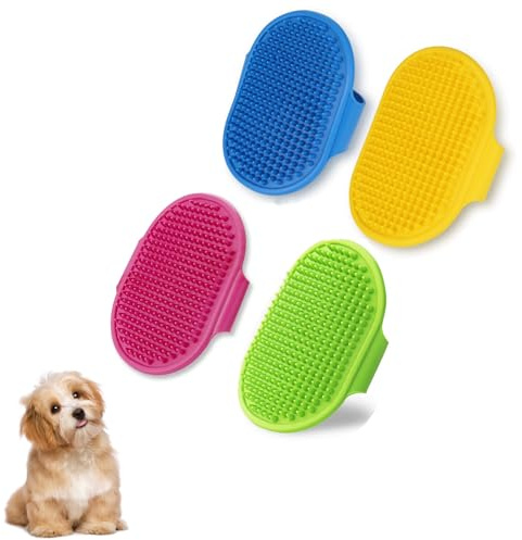 ZNDFTW 4 Pcs Dog Bath Brush, Shampoo, Washing Gloves, Massage Mitts for Dogs and Cats, Short & Long Hair