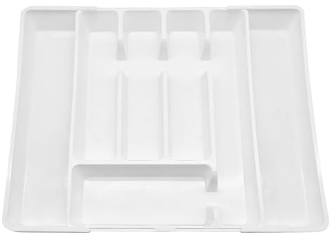Recitem Besteckeinsatz, Besteckhalter, Schubladeneinsatz Schublade Küche, Ausziehbarer Besteckkasten, Drawer Schubladen Organizer, Cutlery Organizer, Besteckhalter, Schubladen Ordnungssystem (Weiß)