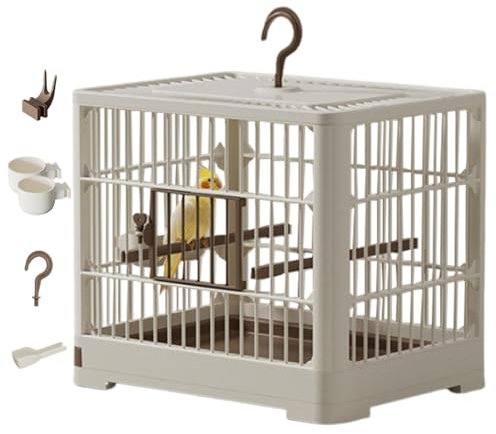 Teksome Reise-Vogelkäfig, tragbarer Vogelbehälter, Vogelreisetasche, Hakengriff, abnehmbares Tablett, leicht, für Papageien, Finken, Papageien